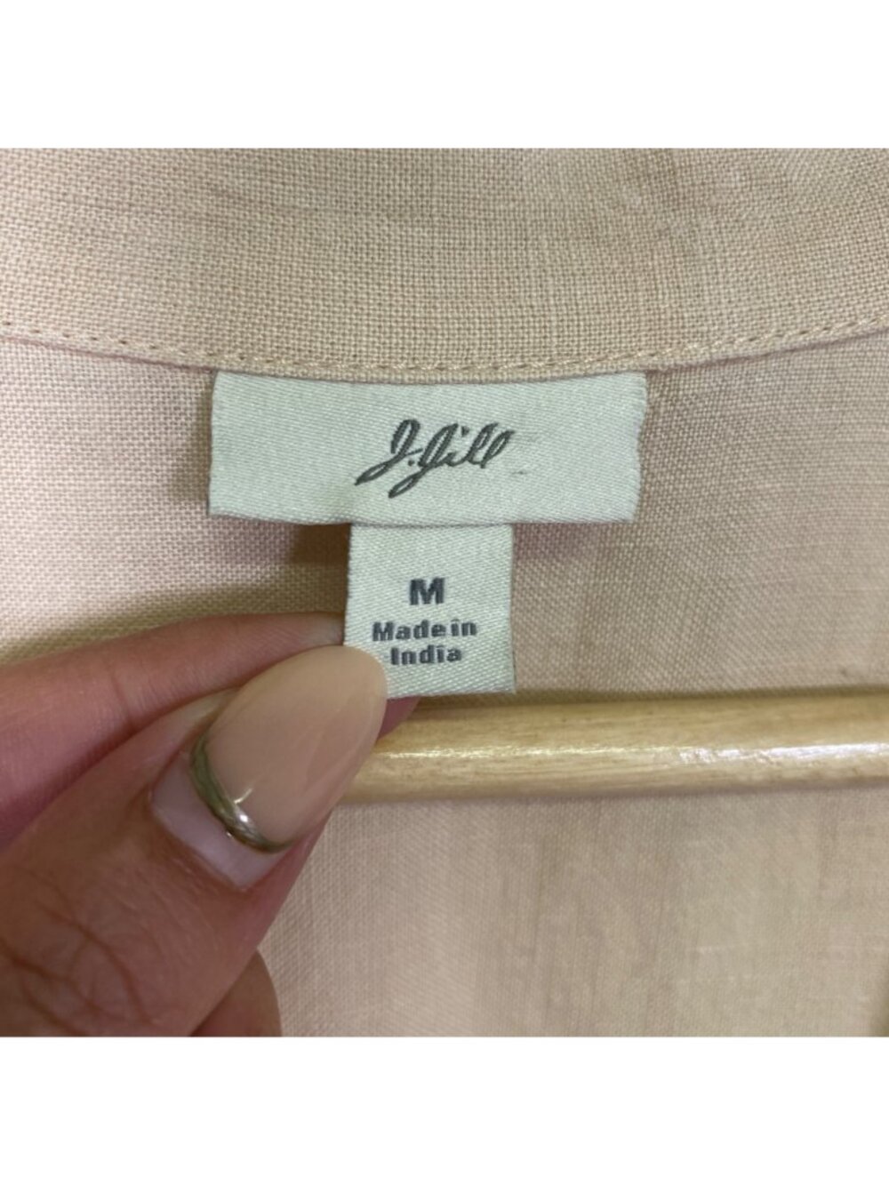 J. Jill Beige 100% Linen Button-Front Long-Sleeve Peplum Blazer Jacket M - Picture 2 of 13